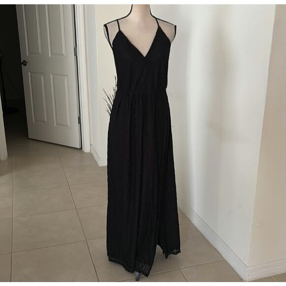 NWT $69 Women's Simplee Black Maxi Wrap Dress Size Large - Picture 1 of 6